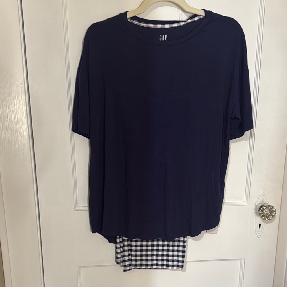 GAP Blue and White Pajama Set Relaxed Fit - Picture 16 of 16